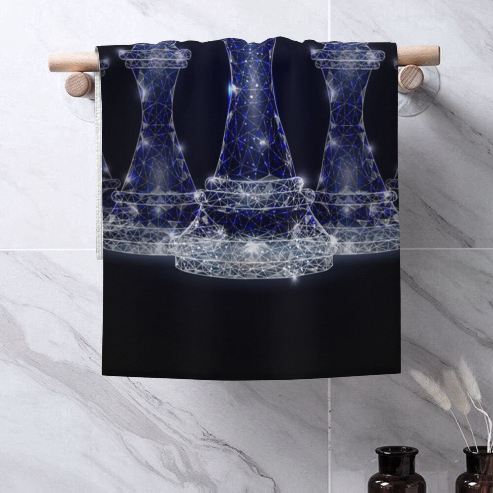 Chess Geometric Polygonal 27.5" x 16" Ultra Soft Hand Towel, Face Wash Cloth for Bathroom, Gym, Travel, Pool