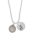 thumbnail image 1 of Delight Jewelry Stainless Steel Disc with Border Silvertone Script Initial Disc - S - Charm Necklace, 20"+3", 1 of 4