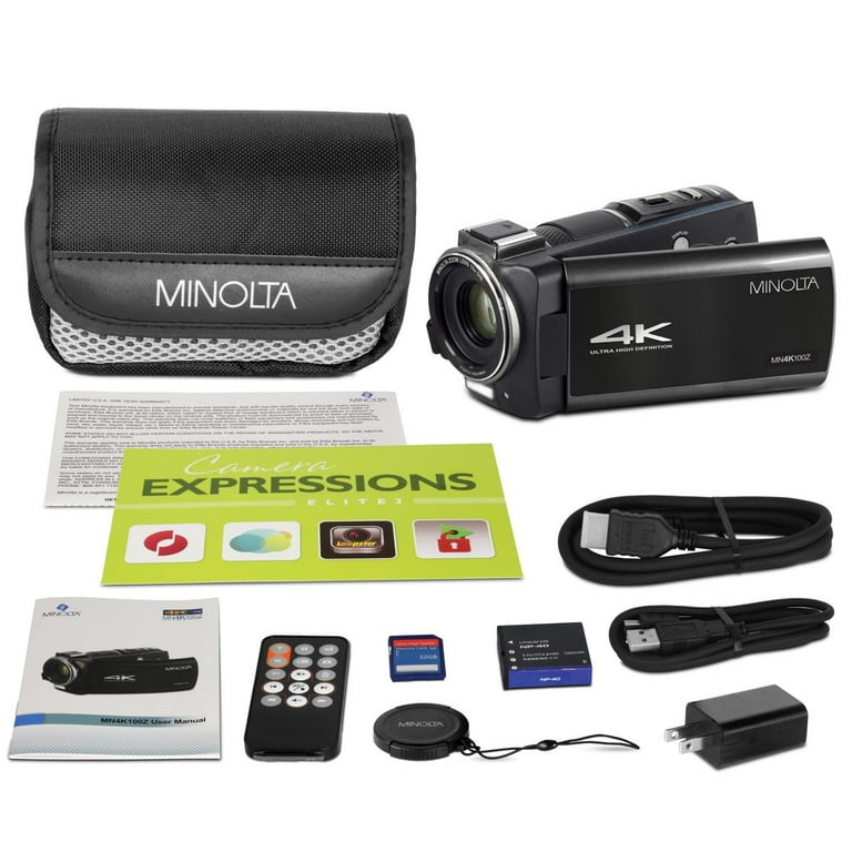 Minolta MN4K100Z-BK 4K Ultra HD WiFi Video Camcorder, 36x