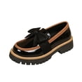 thumbnail image 3 of Domuza Women's Bow Decor Platform Loafer Shoes, Glossy Patent Leather Chunky Lug Sole Slip On Fashion Dress Shoes for Office Daily Casual Wear Black 6.5（EU-37）, 3 of 6