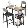 thumbnail image 1 of Modern Bar Table and Chairs Set for 2, Counter Height Dining Furniture with PU Upholstered Stools, Backrest & Footrest – Gray / Retro Color, 2-Pack / 4-Pack / 1+2 Set Options, 1 of 7
