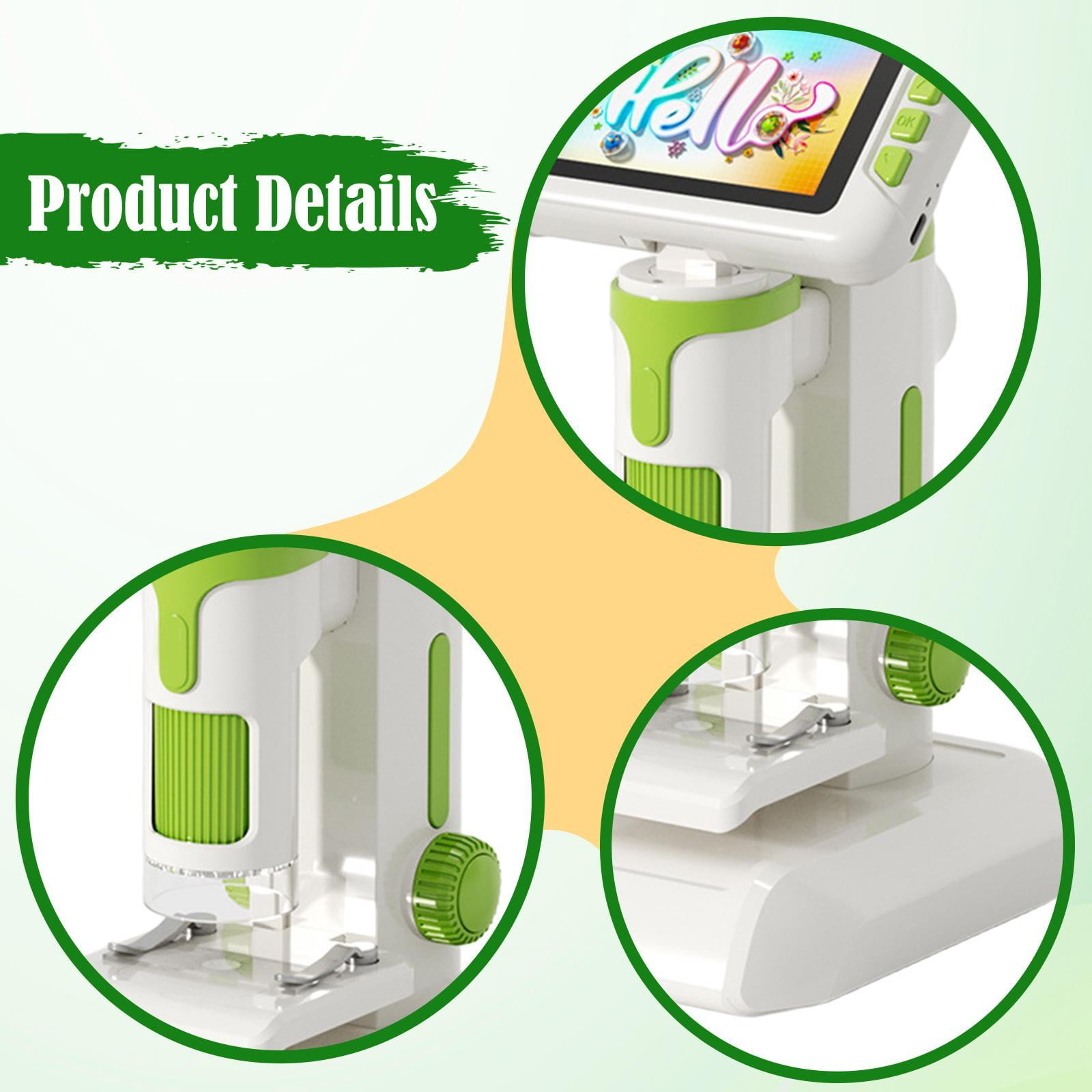 Mini Digital Microscope Educational Science Toy with 100X-1600X Magnification for Kids Interactive School Teaching Aid