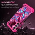 thumbnail image 4 of Baomifa-pour Galaxy S23 5G Étui, Lumineux dans le Noir Trois Couches Robuste Antichoc Protection Complète PC+TPU Souple Pare-Chocs pour Samsung Galaxy S23 6.1 Pouces, Tout Papillon, 4 of 4