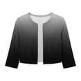 thumbnail image 3 of Women's Cropped Jackets 3/4 Sleeve Crew Neck Open Front Cardigan Summer Lightweight Trendy Casual Outwear (S, Black), 3 of 7
