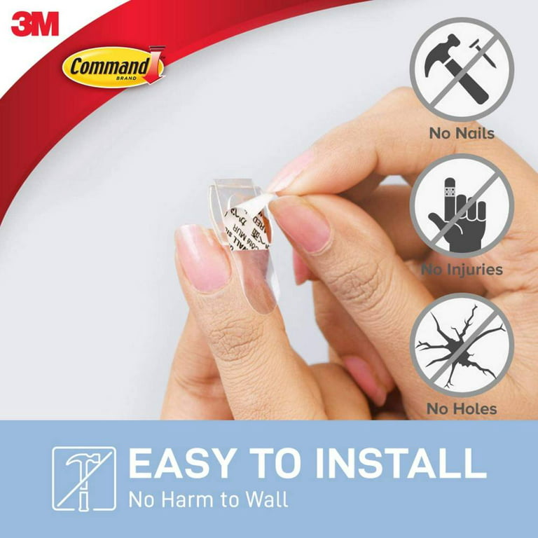 3M Command 17026 Adhesive Hooks Clips Hangs Xmas Fairy Lights 20ct Clear, 3-Pack
