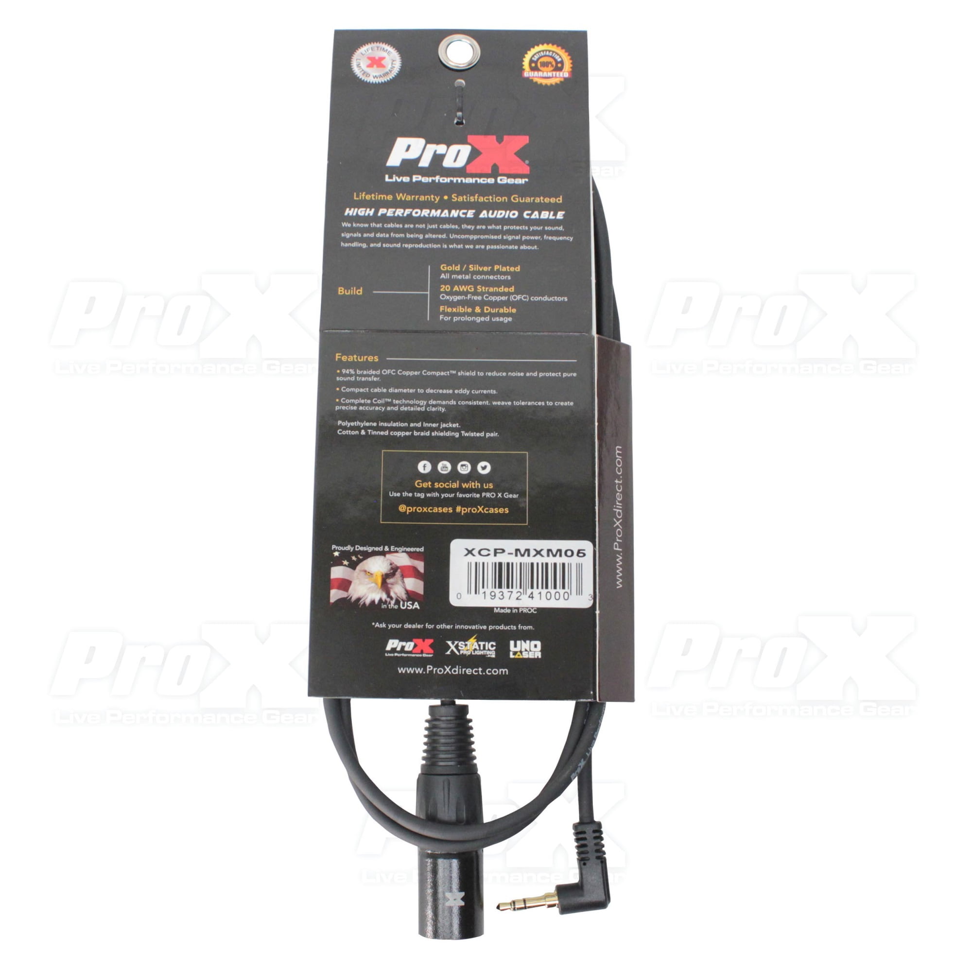 ProX XCP-MXM05 5 Ft. Unbalanced 1/8" (3.5mm) TRS Mini to XLR-M Premium Audio Cable