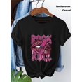 thumbnail image 2 of Rock And Roll Leopard Lips Lightning Print Crew Neck Short Sleeve Casual T-Shirt, 2 of 6