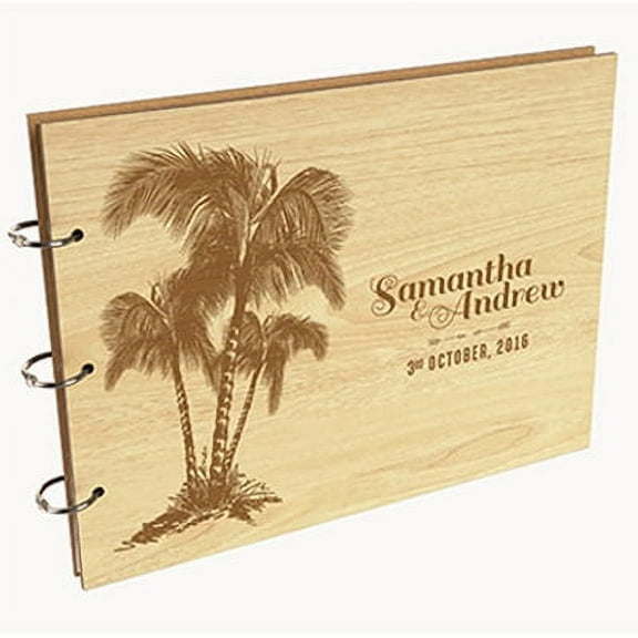 Darling Souvenir Personalized Engraved Laser Cut Wedding Guest Book Wooden Cover Sign-in Book Registry Guestbook Scrapbook-TG