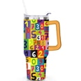 thumbnail image 2 of 40oz Colorful Math Numbers Seamless Stainless Steel Flip Straw Tumbler Spill Proof Travel Cup Double Wall Vacuum Insulated Coffee Mug with Handle, 2 of 6