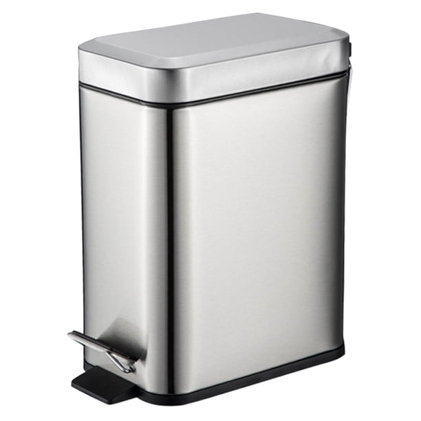Contenedor de basura con diseño de pedal, cubo de basura de acero inoxidable, cubo de basura para el hogar, 10L