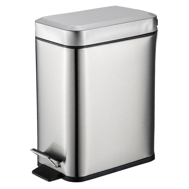 Trash Can Silver 1Set 9.82X5.50X14.66in Stainless Steel