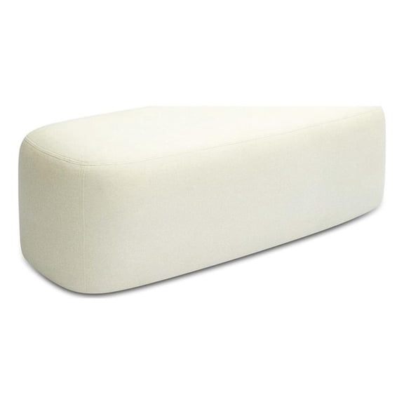 Pemberly Row Transitional Accent Cream Finish Faux Mohair Bench