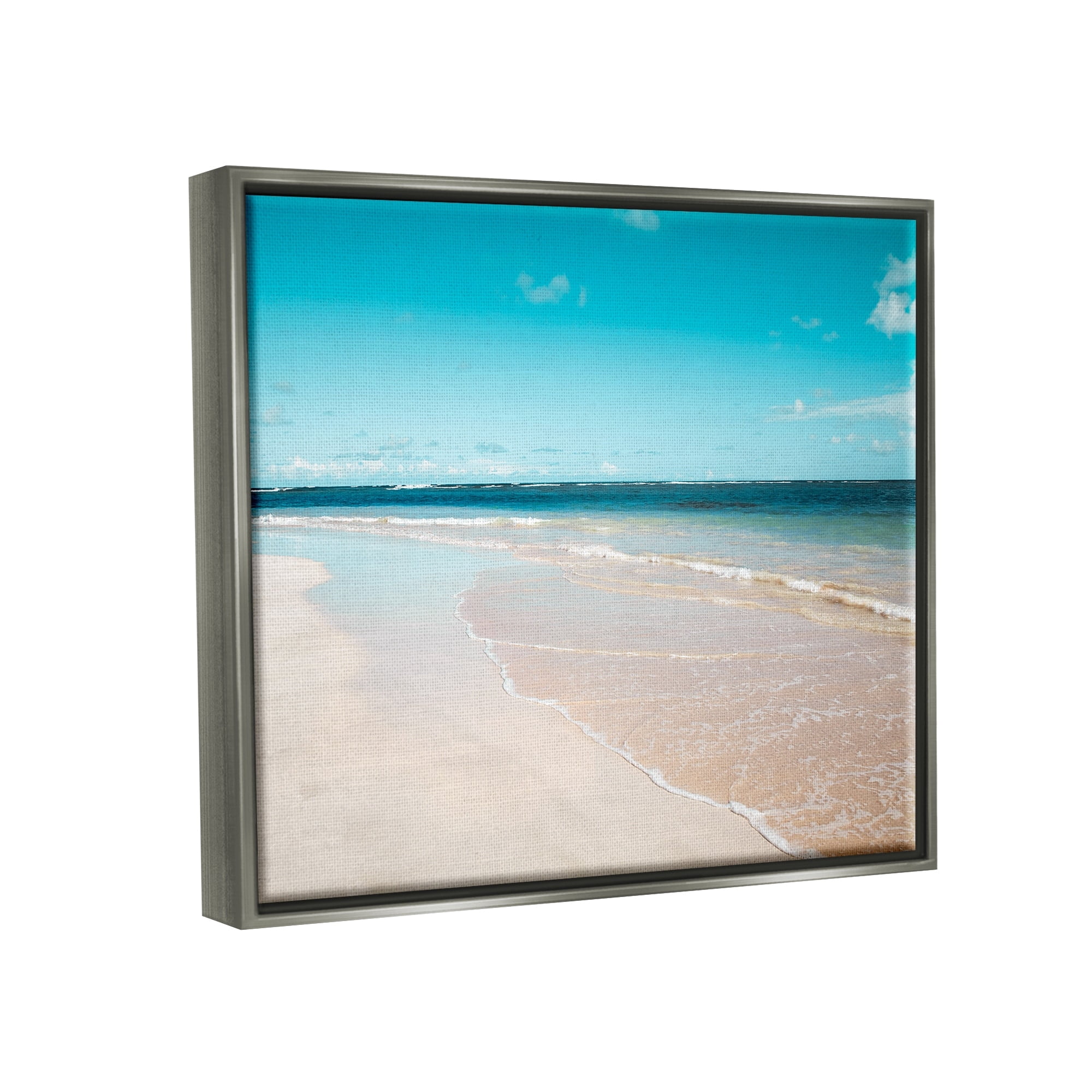 Stupell Industries Vivid Blue Panoramic Sky Sandy Beach Coast Photograph Luster Gray Floating Framed Canvas Print Wall Art, Design by Danita Delimont