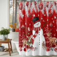 thumbnail image 3 of Shower Curtain 36"W x 78"L Christmas Red Snowman Christmas Balls Pine Leaves Fabric Shower Curtains Set with Hooks Water Repellent Bathroom Curtains Machine Washable Bathroom Accessories, 3 of 9