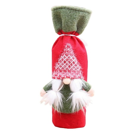 

Christmas Gnome Wine Bottle Cover Handmade Tomte Swedish Gnomes Santa Scandinavian Plush Wine Gift Bags Decoration