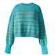 thumbnail image 4 of Suéter de cuello redondo para mujer, suéter de punto a rayas con cuello redondo a la moda, suéter holgado, suéter de cuello redondo, suéter de acrílico para mujer., 4 of 7