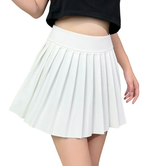 Fgnfyis Women Skirt Fashionable New Pattern Minimalist Solid Color Elastic Waistband Comfortable and Versatile Slim Fit Pleated Skirt Womens Skirts White L
