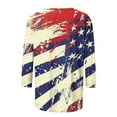 thumbnail image 4 of Red White and Blue T-Shirts for Women Independence Day Shirts for Women American Flag Tees 4th of July T Shirt Women Fashion Tees Casual Crewneck 3/4 Sleeve Loose T Shirt Ladies Blouses Shirts, 4 of 5