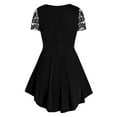 thumbnail image 6 of asdoklhq Womens Plus Size Tops Clearance,Plus Size Women Solid Floral Lace V-Neck Asymmetric Three Quarter Tops Blouse, 6 of 6