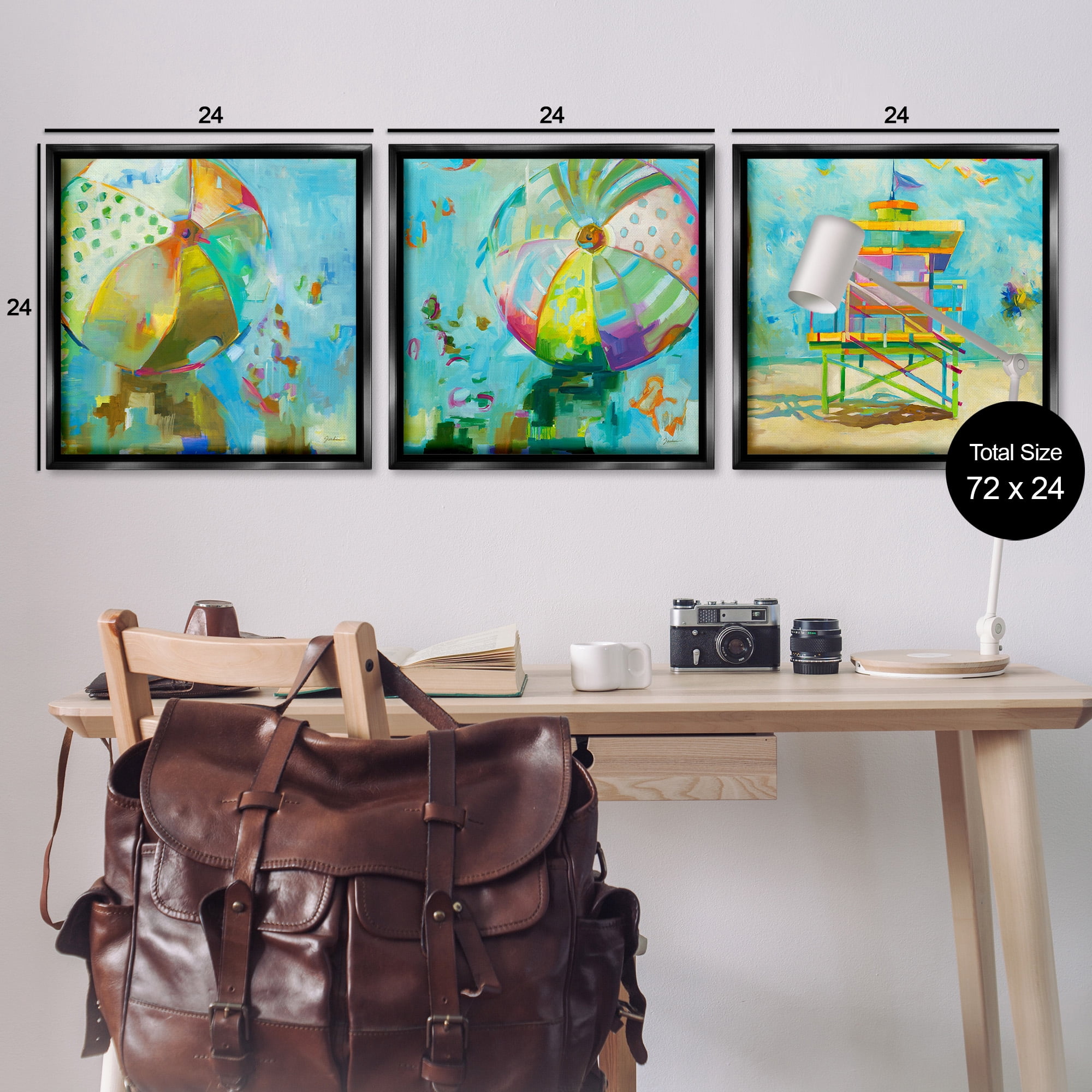 Stupell Industries Abstract Beach Scenes Abstract Painting Black Floater Framed Canvas Art Print Wall Art, 25 x 25, Set of 3