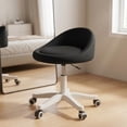 thumbnail image 2 of twisto Adjustable Dressing Chair Five-Point Base Rolling Dressing Chair Curved Backrest for Makeup Table, Desk, Indoor Use, Gray, 2 of 9