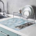 thumbnail image 3 of Light Blue Gray Color Block Dish Drying Mats for Kitchen Counter,Absorbent Microfiber Dish Drainer Rack Mat Summer Ocean Watercolor Square Drying Pad for Sinks,Utensils,Countertops,16x18in, 3 of 9