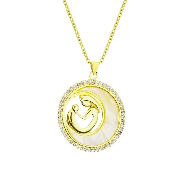 Elegante collar con colgante de circonio con incrustaciones de amor de la madre para el día de la madre,joyería de cadena de acero inoxidable al vacío femenina y versátil