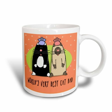 3dRose World s Best Cat Dad Cute Cartoon Kittens Pets Animals, Ceramic Mug, 15-ounce