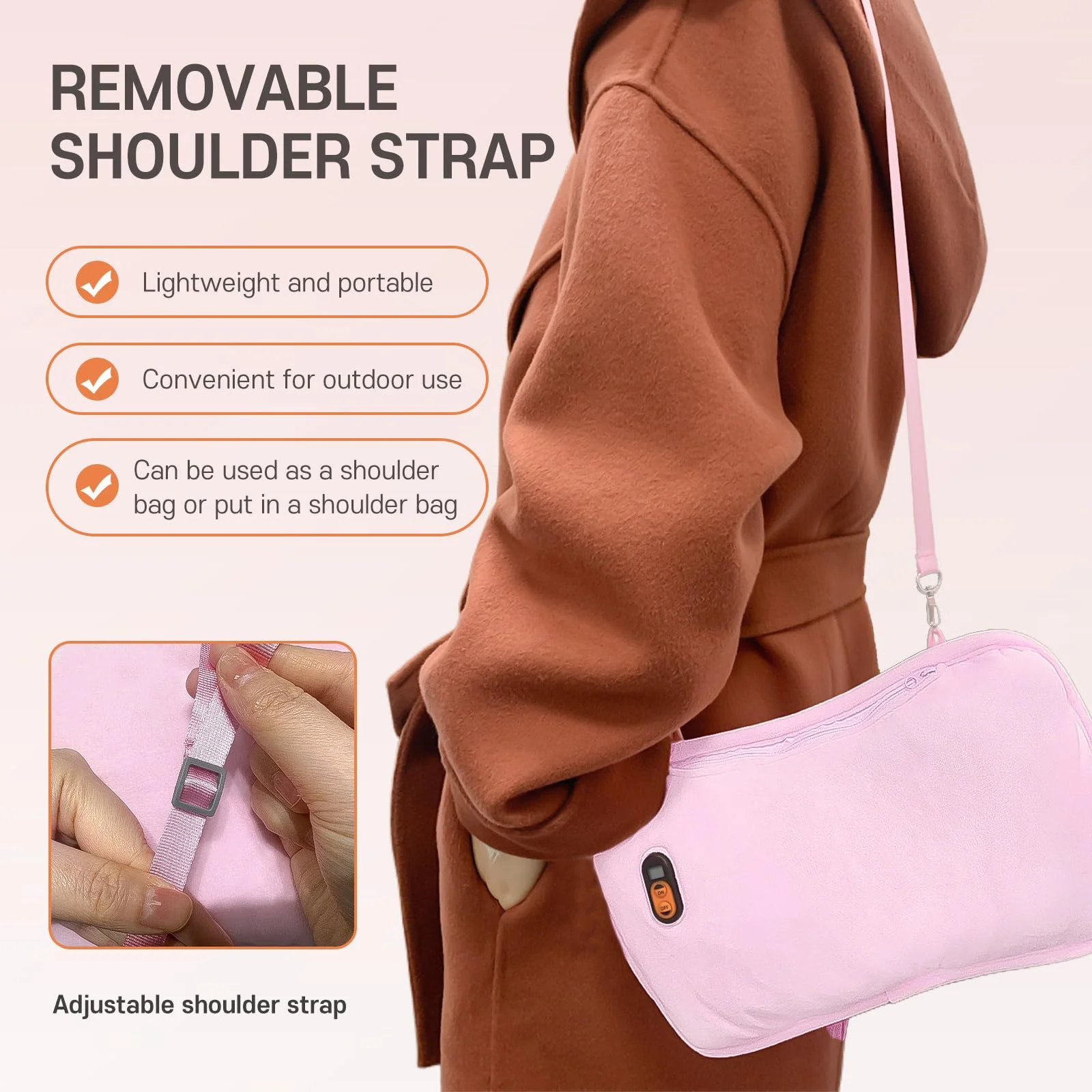 ELORTI 10000mAh Rechargeable Hand Warmer Power Bank - Fast Heating 6-Temp Graphene Warmer Pouch with Digital Display, Pink Gift for Women & Men