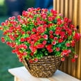 thumbnail image 5 of 12 Bundles Artificial Faux Flowers & Greenery Plants,Realistic UV-Resistant Plastic Shrubs Bushes for Indoor/Outdoor Decor - Home, Porch, Patio Garden (Red), 5 of 7