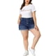 thumbnail image 2 of Plus Size Shorts for Women Roll Hem Denim Jeans Short Pants Blue 1X, 2 of 7