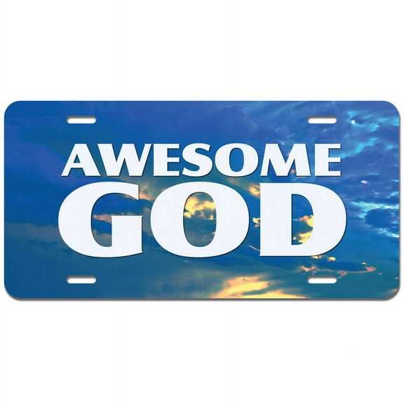 Awesome God - Religious Inspirational Novelty Metal Vanity License Tag Plate