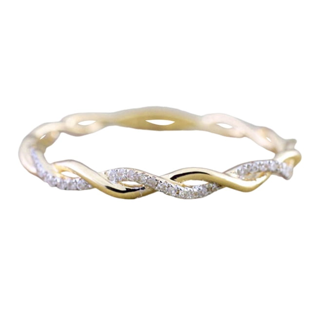 Rings Wedding Ring Gold Tone Rhinestone Spiral Pattern for Women Girls Elegant Accessory Craft Design