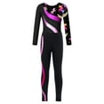 thumbnail image 2 of Miutii Kids Girls Gymnastics Dance Outfits Long Sleeve Leotard Biketard Jumpsuit with Leggings Pants Set Activewear Black&Hot Pink 12, 2 of 5
