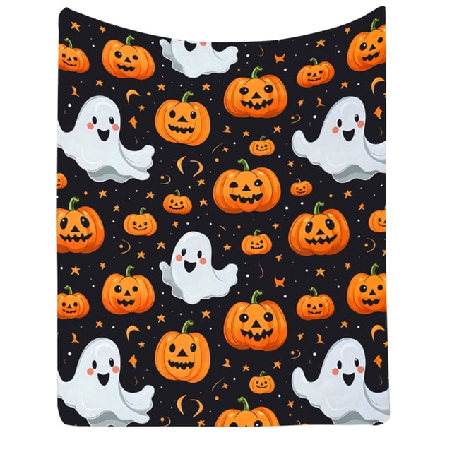 Fiudx Artículos en oferta con ofertas flash Nueva manta de franela para Halloween, bonita manta blanca para festival de fantasmas, manta para siesta, 130 y 150