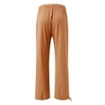 thumbnail image 4 of Women's cotton and linen leggings, high-waisted, casual, loose-fitting, straight-leg with pockets., 4 of 9