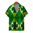 thumbnail image 5 of Camisas de playa hawaianas para hombres Camisas para hombres y mujeres Camisas para parejas Camisa de manga corta con solapa y estampado 3D de trébol de cuatro hojas Camisas florales, 5 of 5