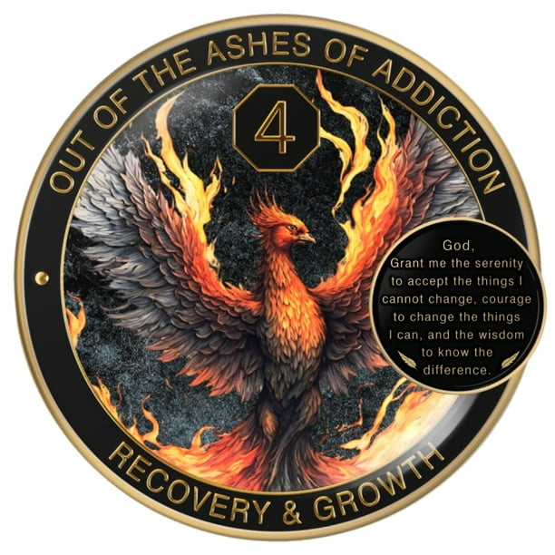 Moneda Sobriety MilestoneMint Phoenix Sobriety de 4 años con set