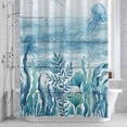 thumbnail image 2 of Blue Summer Ocean Bathroom Shower Curtain, Jellyfish Seaweed Coastal Wood Grain Waterproof Washable Soft Bath Curtain for Bathtub Decor with 12 Hooks&Grommet, 36x78 Inch, 2 of 9