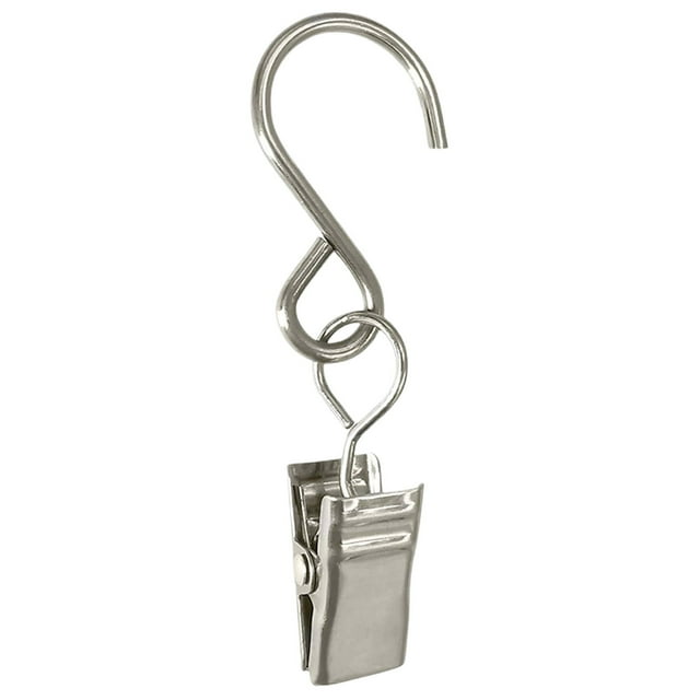 SDNall Shower Curtain Hooks With Clips, Decorative S Hooks For Hanging, Versatile Movable Stainless Steel Hooks For Curtains And Lights