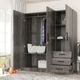 thumbnail image 4 of Woodpeckers Furniture and Mattress 61"Wide Armoire Wardrobe Closet For Hanging With 3 Drawers & Shelves, 4 of 10