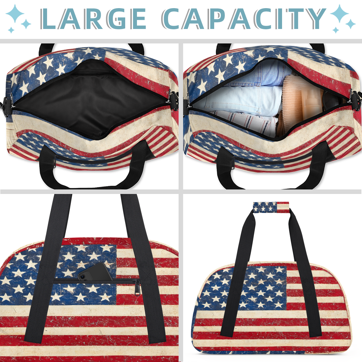 Herdesigns American Usa Flag Sports Duffle Bags Travel Duffle Bag Gym Bag 4th July Independence Day Weekender Travel Bag Waterproof Overnight Bag Carry On Travel Tote Bag Dance Bags
