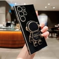 thumbnail image 4 of Compatible with Samsung Galaxy S23 Ultra Case Cute 3D Astronaut Stand Holder Phone Case Plating Camera Lens Protect Soft Silicone Bumper Shockproof Cover S23 Ultra Case 6.8" for Women (Black), 4 of 9