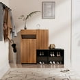thumbnail image 3 of JUSTLET 2-in-1 Shoe Cabinets and Shoe Storage Bench, 49.2" Multi Functional Shoe Rack with Drawers, Entryway Free Standing Storage Organizer for Entrance Hallway Closet, Brown, 3 of 7