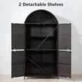 thumbnail image 3 of Armoire de Rangement Extérieure en Osier Arquée de 72 Pouces, Remise de Rangement Verticale en Rotin d'Extérieur à 4 Portes avec Tablettes Ajustables, Porte-Serviettes d'Extérieur pour Jardin, 3 of 4