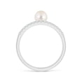 thumbnail image 2 of ANGARA Freshwater Cultured Pearl Dual Shank Ring with Diamonds in 14K White Gold for Women | June Birthstone, Birthday, Anniversary, Jewelry Gift for Women | Pearl Ring, 2 of 10