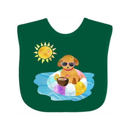 

Inktastic Summer Puppy in Float with Drink Gift Baby Boy or Baby Girl Bib