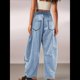 thumbnail image 5 of Pantalones de Mujer Holgados de Pierna , Estilo Palazzo, Informales, con Cordón en la Cintura y Bolsillos. Azul XL, 5 of 6