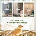 thumbnail image 3 of PawHut Bird Stand, Parrot Stand with Wheels, Perches, Stainless Steel Feed Bowls, Round Tray, Bird Play Stand for Indoor Outdoor, White, 3 of 9