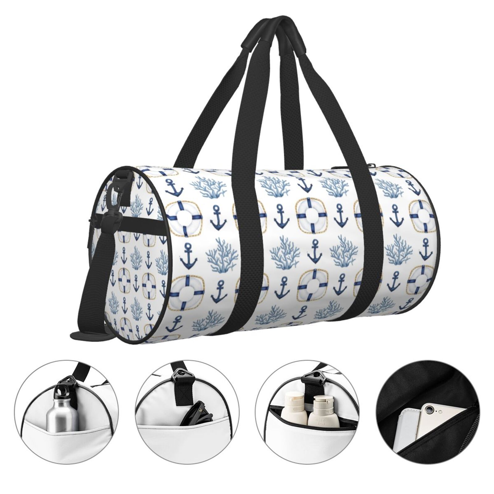 Vsdgher Sea Vacations 45L Foldable Duffel Bag, Sports Gym Bag,Overnight Bag, Portable Weekender Bag for Airplanes